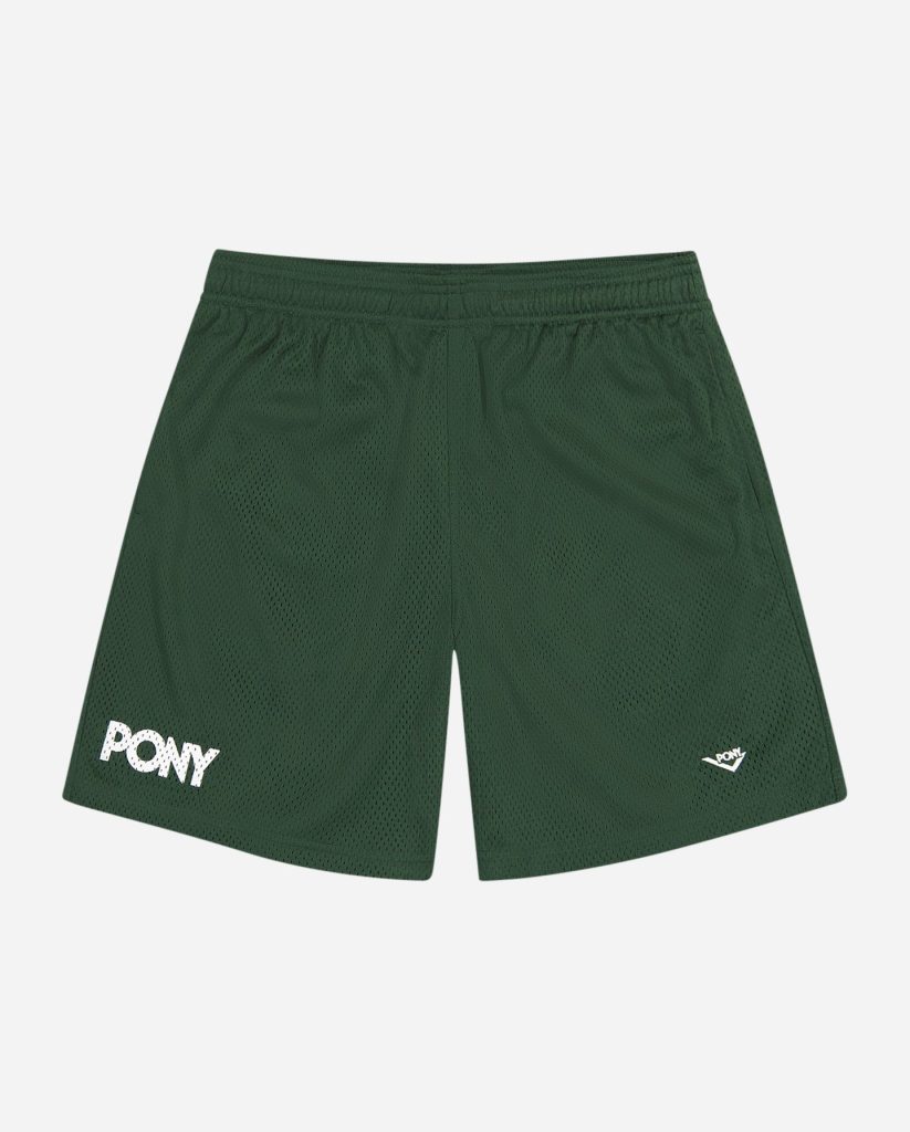 GREEN WORDMARK MESH SHORT