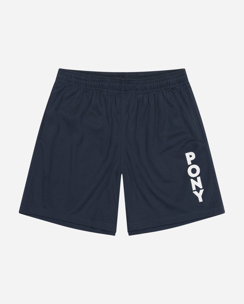 NAVY WORDMARK MESH SHORT