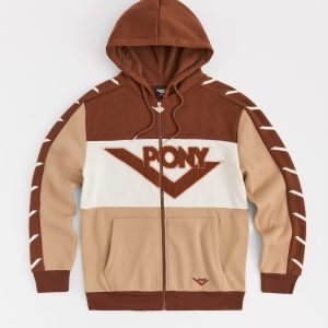 CHEVRON FULL ZIP FLEECE HOODIE