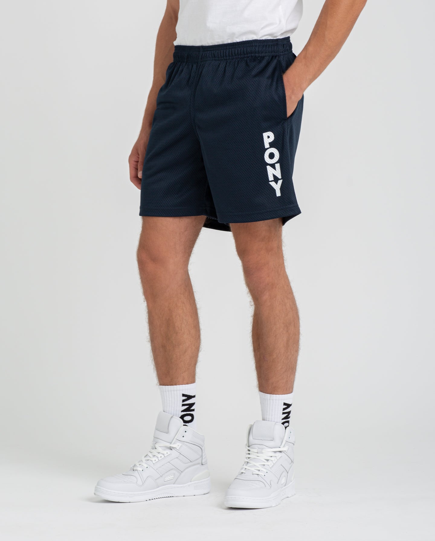 NAVY WORDMARK MESH SHORT - Image 4